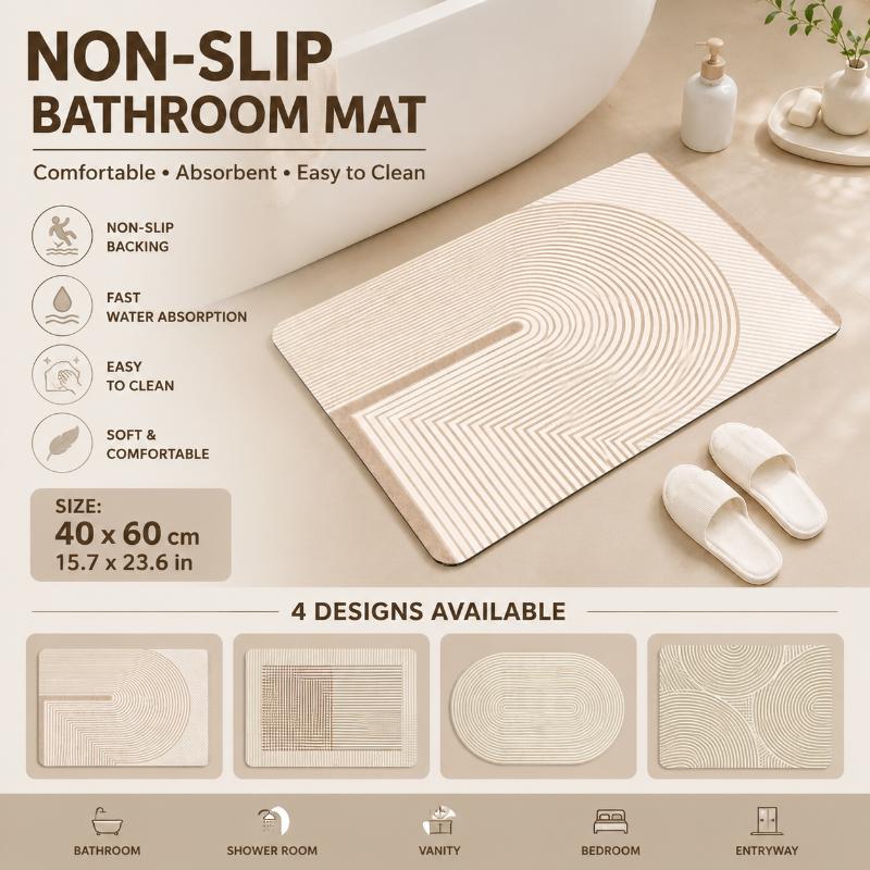 Quick Dry Diatomite Bath Mat - Alfombra de baño de diatomita beige