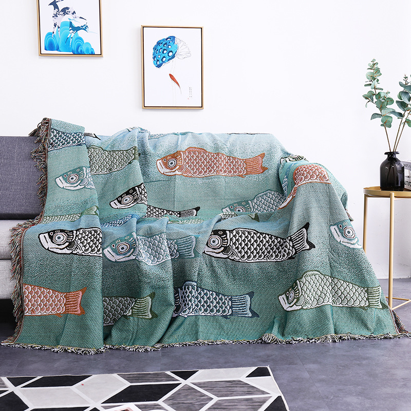 Boho Throw Blanket Fringe - Manta Decorativa Tejida con Diseño de