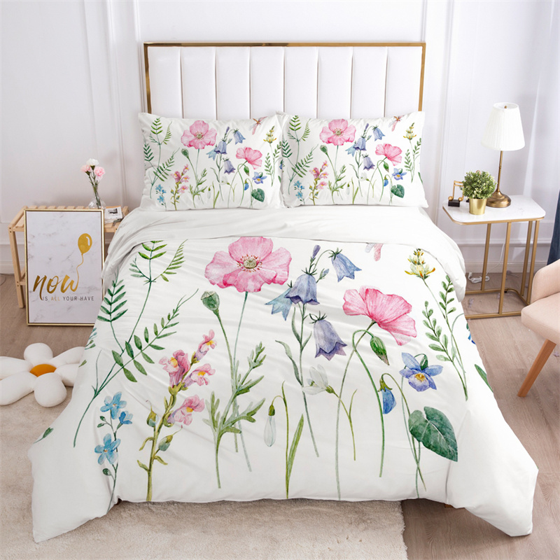 Juego de cama de hojas florale - Aesthetic Floral Duvet Cover reseña y precio